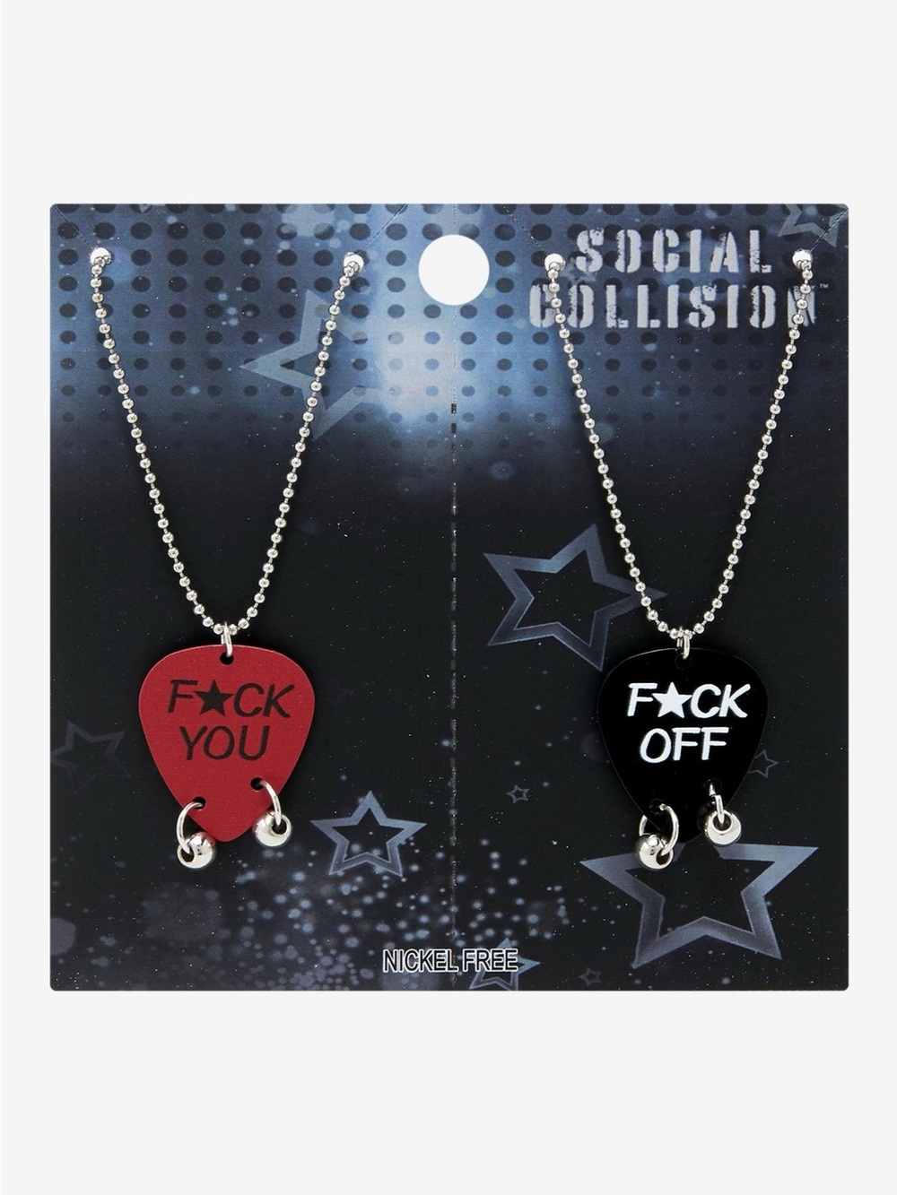 Social Collision Guitar Pick Best Friend Necklace Set